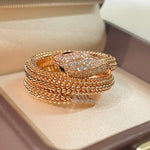 Triple Coil Studded Serpent Ring - floysun