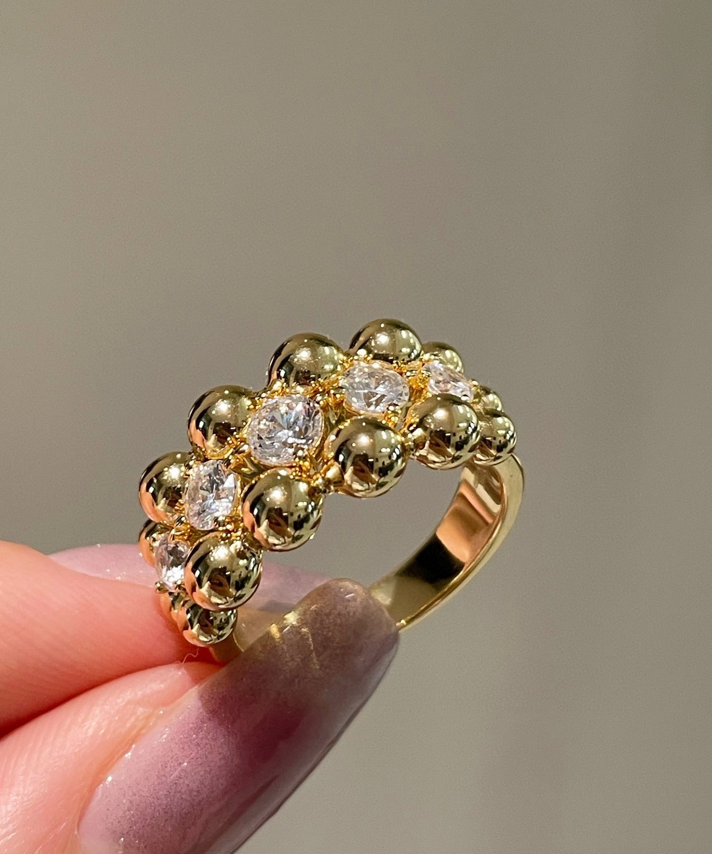 Triple Layer Classic Bubble Diamond Ring - floysun