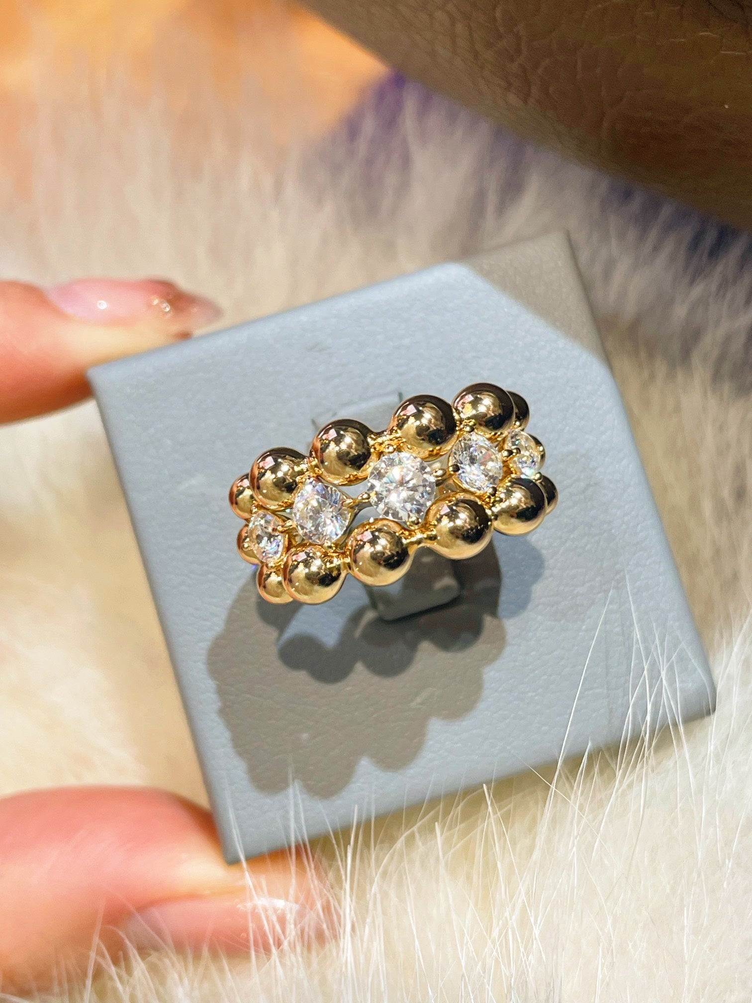 Triple Layer Classic Bubble Diamond Ring - floysun
