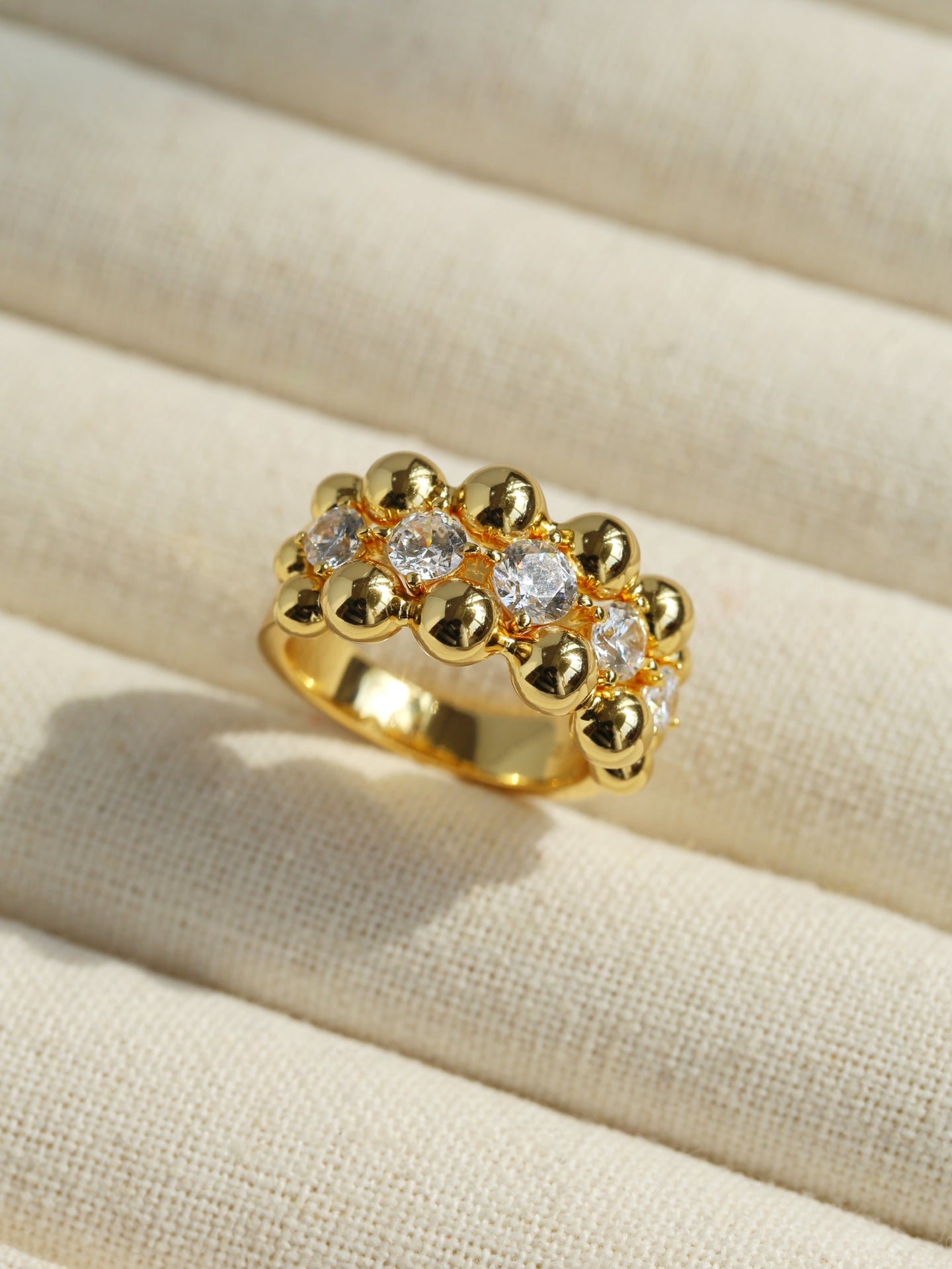 Triple Layer Classic Bubble Diamond Ring - floysun