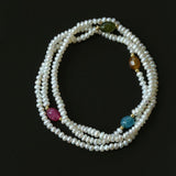 Triple - Layer Natural Pearl & Color Stone Beaded Bracelet - floysun