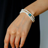 Triple - Layer Natural Pearl & Color Stone Beaded Bracelet - floysun