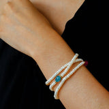 Triple - Layer Natural Pearl & Color Stone Beaded Bracelet - floysun
