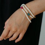 Triple - Layer Natural Pearl & Color Stone Beaded Bracelet - floysun