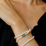 Triple - Layer Natural Pearl & Color Stone Beaded Bracelet - floysun