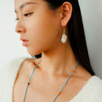 Turquoise & Baroque Pearl Pendant Net Necklace - floysun