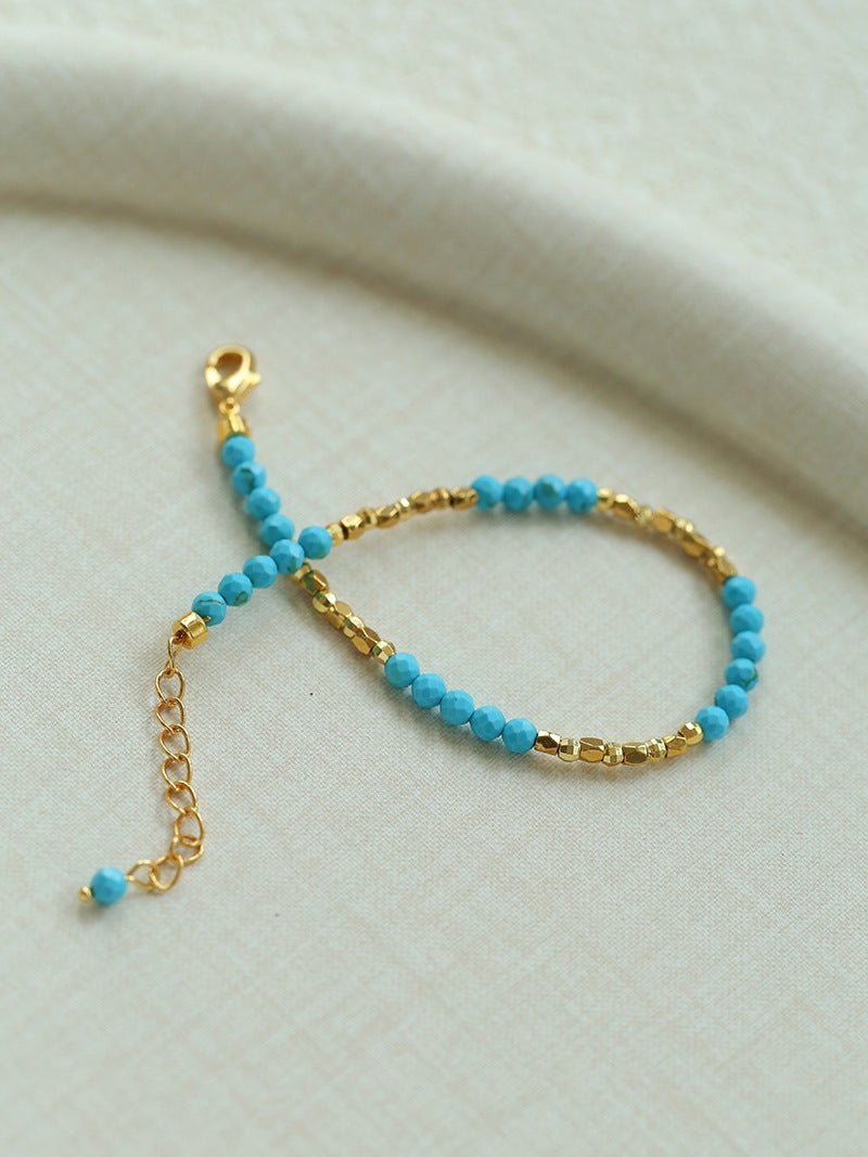 Turquoise & Gold Bead Spacer Beaded Bracelet - floysun