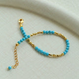 Turquoise & Gold Bead Spacer Beaded Bracelet - floysun