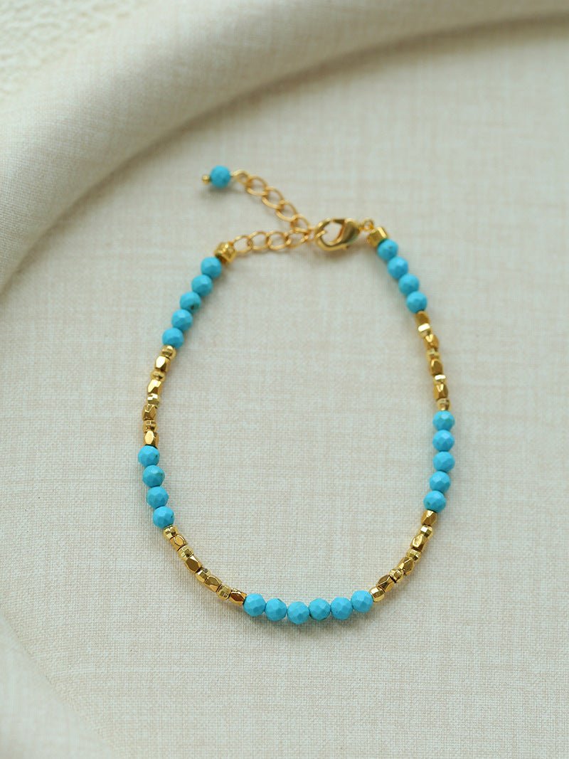 Turquoise & Gold Bead Spacer Beaded Bracelet - floysun