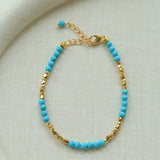Turquoise & Gold Bead Spacer Beaded Bracelet - floysun