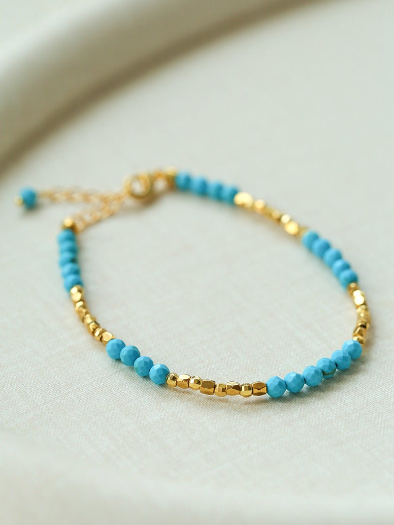Turquoise & Gold Bead Spacer Beaded Bracelet - floysun