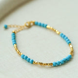 Turquoise & Gold Bead Spacer Beaded Bracelet - floysun
