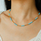 Turquoise & Gold Bead Spacer Beaded Necklace - floysun