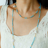 Turquoise & Gold Bead Spacer Beaded Necklace - floysun