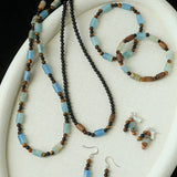 Twilight Mist Bracelet – Blue Calcite, Tiger's Eye, Onyx & Wood - floysun