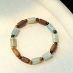 Twilight Mist Bracelet – Blue Calcite, Tiger's Eye, Onyx & Wood - floysun