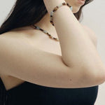 Twilight Mist Bracelet – Blue Calcite, Tiger's Eye, Onyx & Wood - floysun