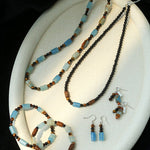 Twilight Mist Bracelet – Blue Calcite, Tiger's Eye, Onyx & Wood - floysun