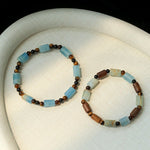 Twilight Mist Bracelet – Blue Calcite, Tiger's Eye, Onyx & Wood - floysun