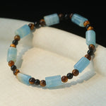 Twilight Mist Bracelet – Blue Calcite, Tiger's Eye, Onyx & Wood - floysun