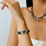 Twilight Mist Bracelet – Blue Calcite, Tiger's Eye, Onyx & Wood - floysun