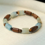 Twilight Mist Bracelet – Blue Calcite, Tiger's Eye, Onyx & Wood - floysun
