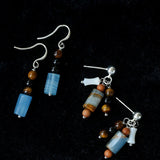 Twilight Mist Earrings – Blue Calcite & Onyx Accents - floysun