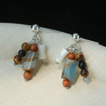 Twilight Mist Earrings – Blue Calcite & Onyx Accents - floysun
