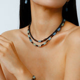 Twilight Mist Earrings – Blue Calcite & Onyx Accents - floysun
