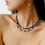 Twilight Mist Earrings – Blue Calcite & Onyx Accents - floysun
