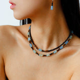 Twilight Mist Earrings – Blue Calcite & Onyx Accents - floysun