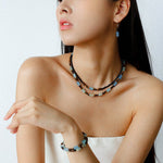 Twilight Mist Earrings – Blue Calcite & Onyx Accents - floysun
