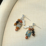 Twilight Mist Earrings – Blue Calcite & Onyx Accents - floysun