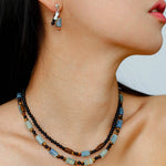 Twilight Mist Earrings – Blue Calcite & Onyx Accents - floysun