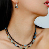 Twilight Mist Earrings – Blue Calcite & Onyx Accents - floysun