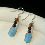 Twilight Mist Earrings – Blue Calcite & Onyx Accents - floysun