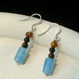 Twilight Mist Earrings – Blue Calcite & Onyx Accents - floysun