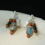 Twilight Mist Earrings – Blue Calcite & Onyx Accents - floysun
