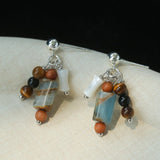Twilight Mist Earrings – Blue Calcite & Onyx Accents - floysun