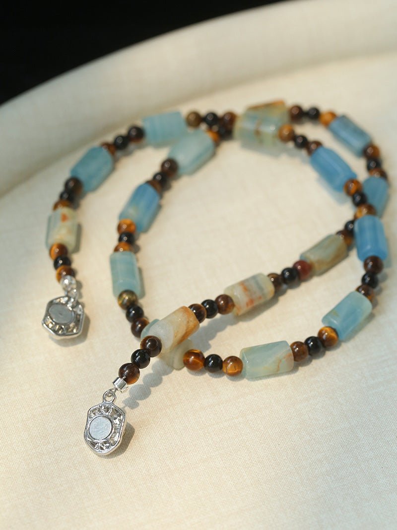 Twilight Mist Necklace – Blue Calcite & Tiger's Eye - floysun