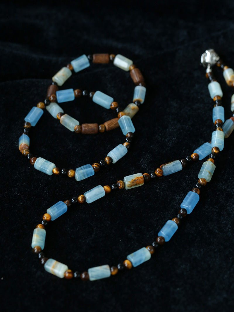 Twilight Mist Necklace – Blue Calcite & Tiger's Eye - floysun