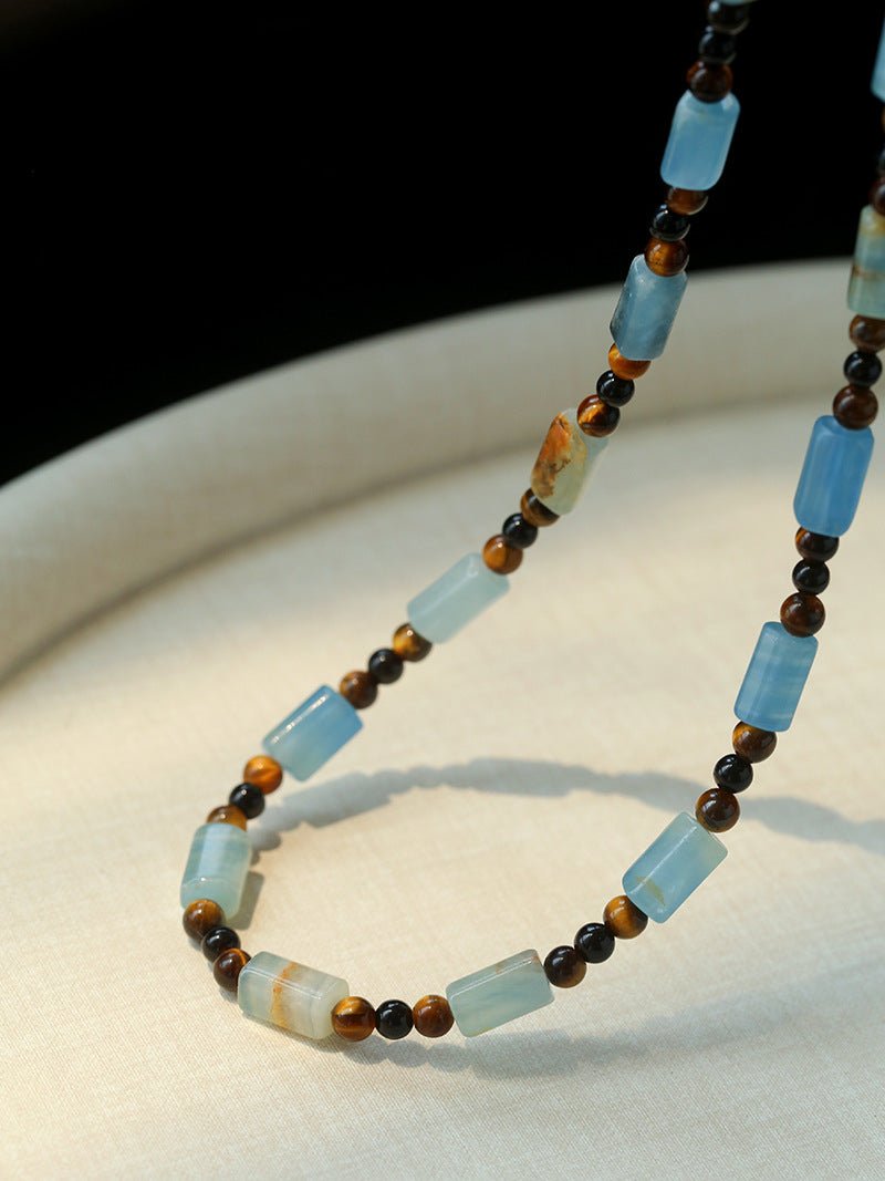 Twilight Mist Necklace – Blue Calcite & Tiger's Eye - floysun