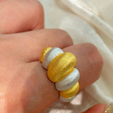 Two - Tone Brushed Cotton Candy Ring - floysun