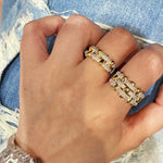 Two - Tone Checkered Pavé Slim Ring - floysun