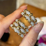 Two - Tone Checkered Pavé Wide Ring - floysun