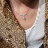 V - Crown Diamond Drop Necklace with Yellow Diamond Accent - floysun