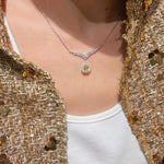 V - Crown Diamond Drop Necklace with Yellow Diamond Accent - floysun