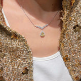 V - Crown Diamond Drop Necklace with Yellow Diamond Accent - floysun