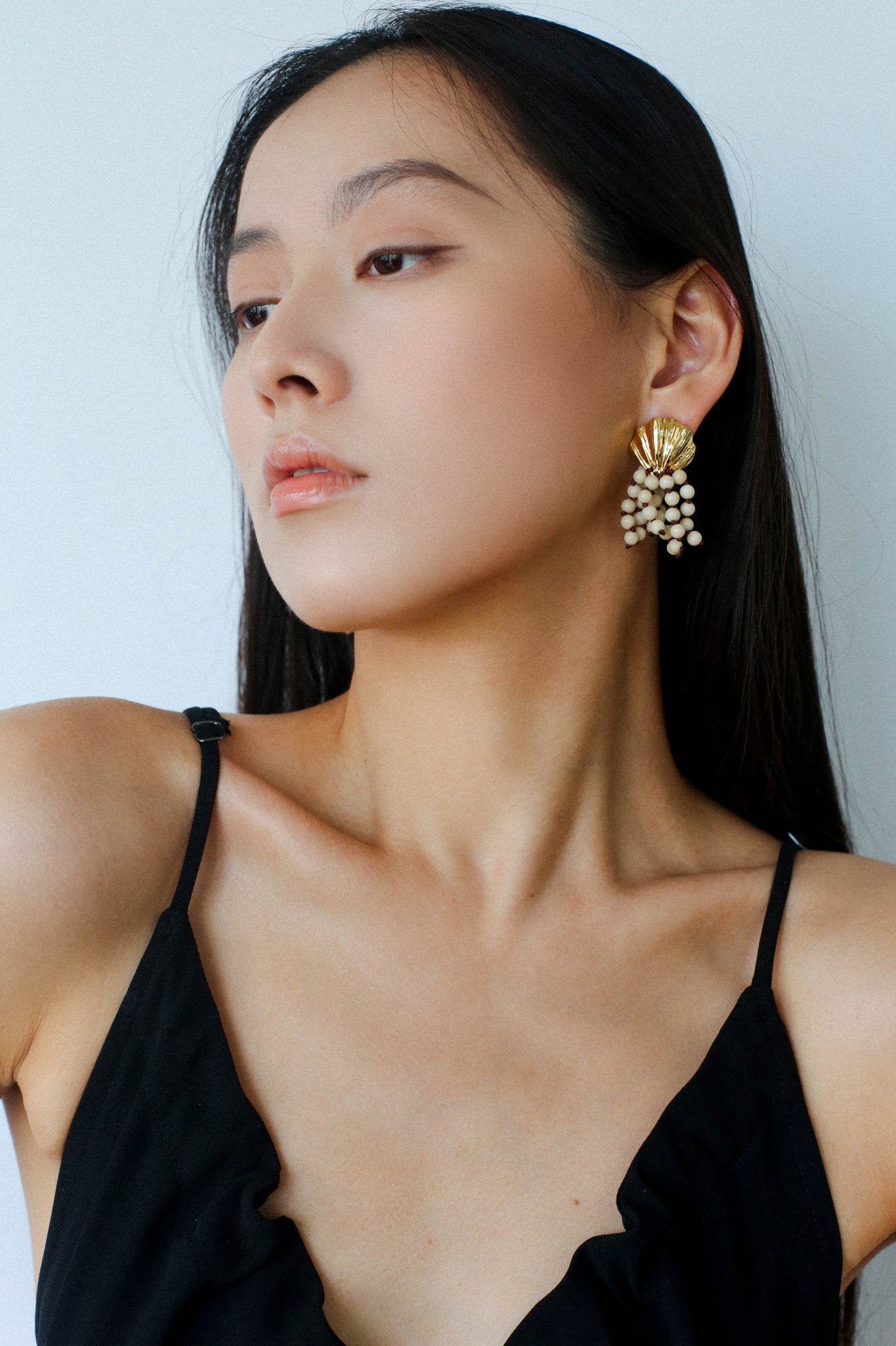 Vacation Collection White Fossil Bead Tassel Earrings - floysun