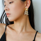 Vacation Collection White Fossil Bead Tassel Earrings - floysun